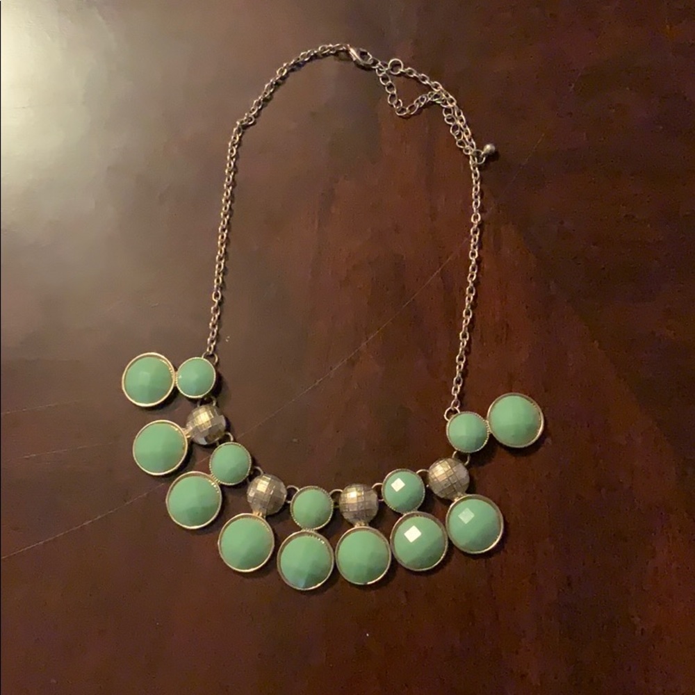 Turquoise and hammered gold statement necklace